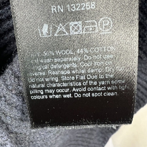 LK Bennett Navy Blue Puff Sleeve Knit Sweater Size S Jumper - Picture 11 of 12